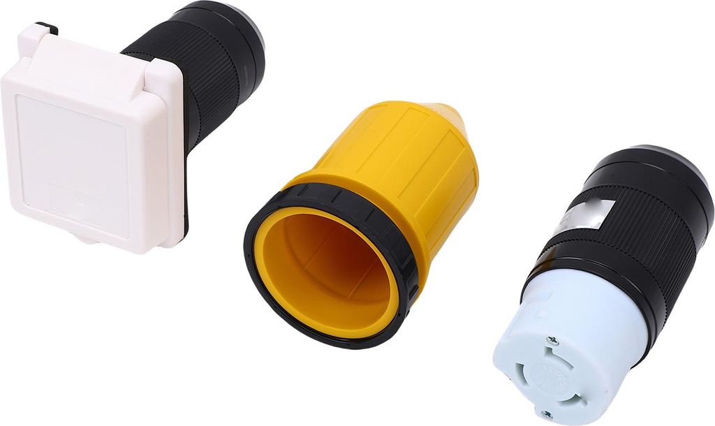 Wohnmobil-Landstromanschluss-Set 50A Stecker und Buchse mit Schutzkappe für Wohnwagen, Anhänger, Campingauto