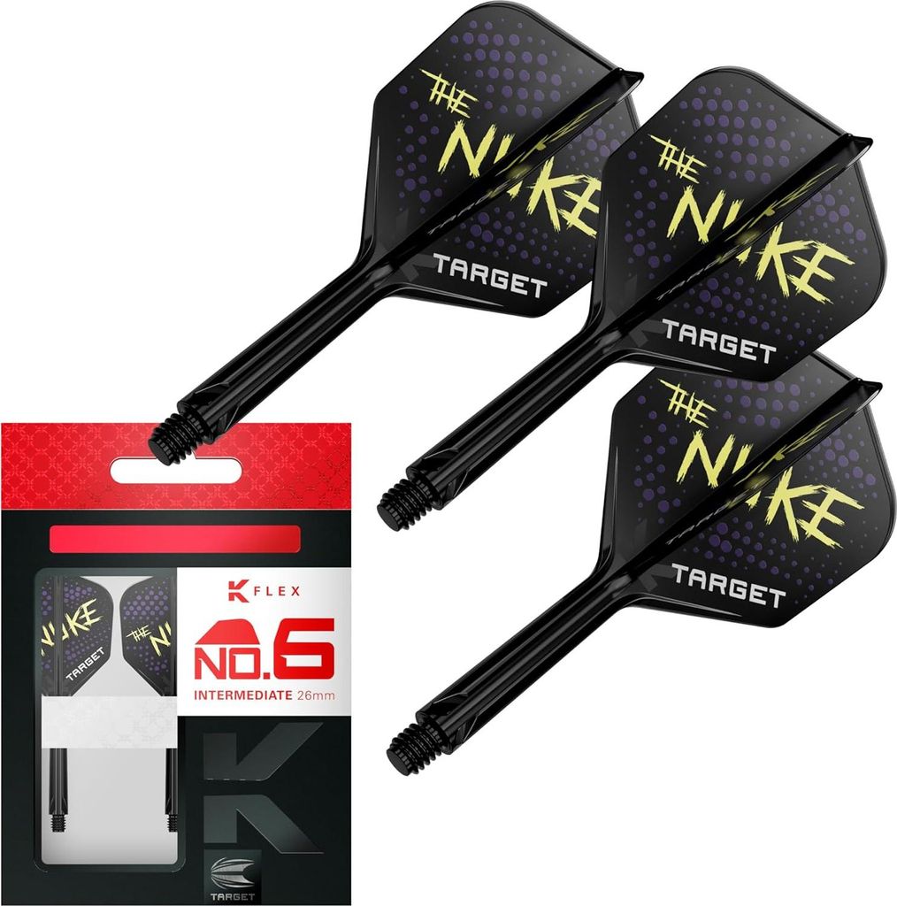 Target Darts Luke Littler No.6 K-Flex Dart Flights Intermediate 26mm Schwarz 3er Set