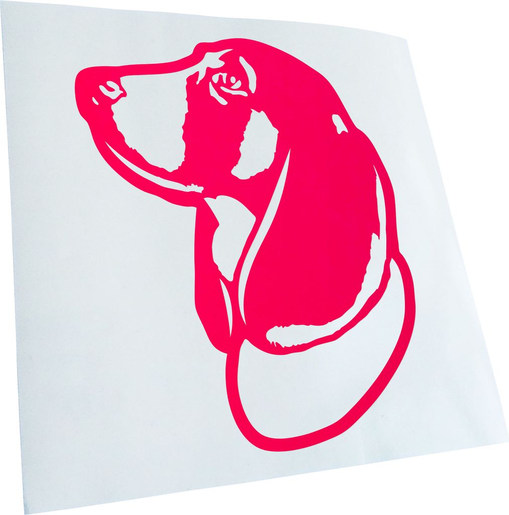 Kiwistar - Autoaufkleber - Baset Hound Hund - Neonpink - 60x46cm - Aufkleber für Auto, Laptop, Fahrrad, LKW, Motorrad mehrfarbig JDM Decal Racing