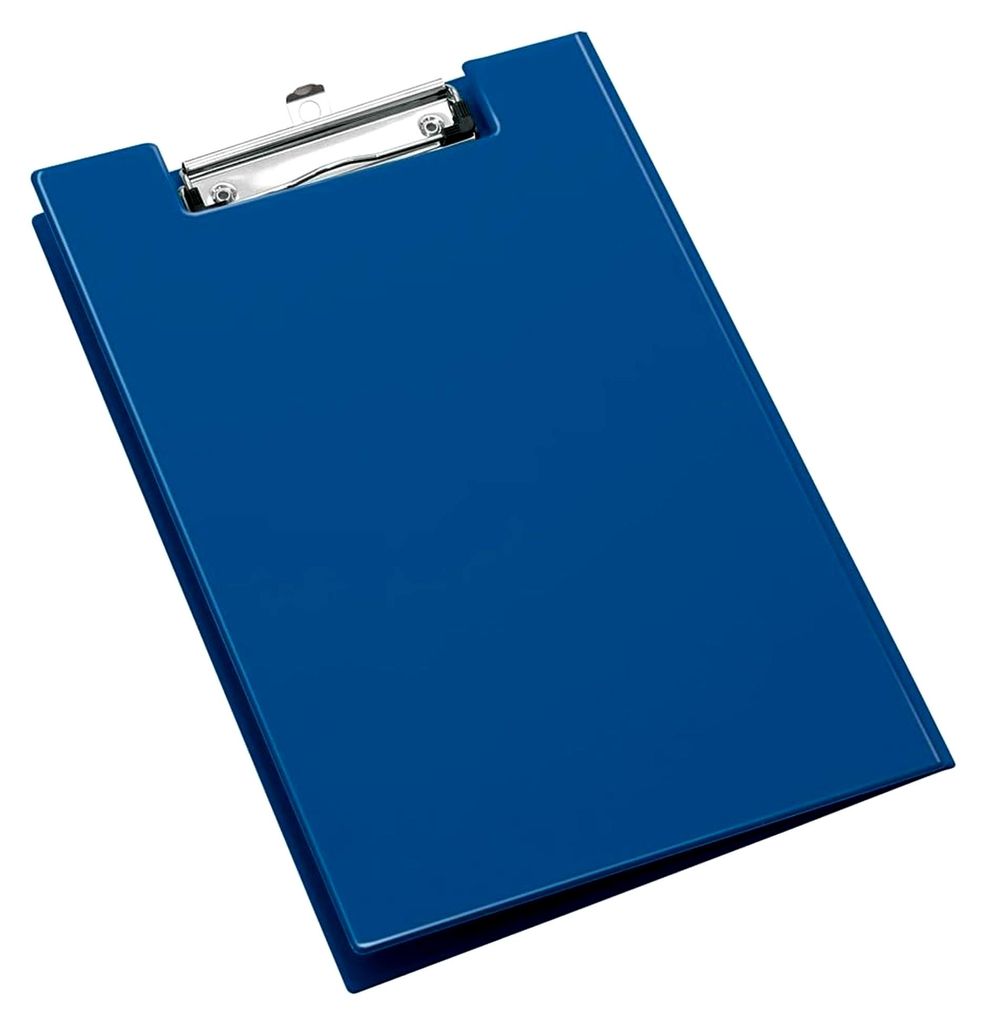 Clipboard DIN A4, PVC-Folie, mit Spezialklammer und Hängeöse, Klarsichttasche in rot, blau oder schwarz (Farbauswahl nicht möglich)