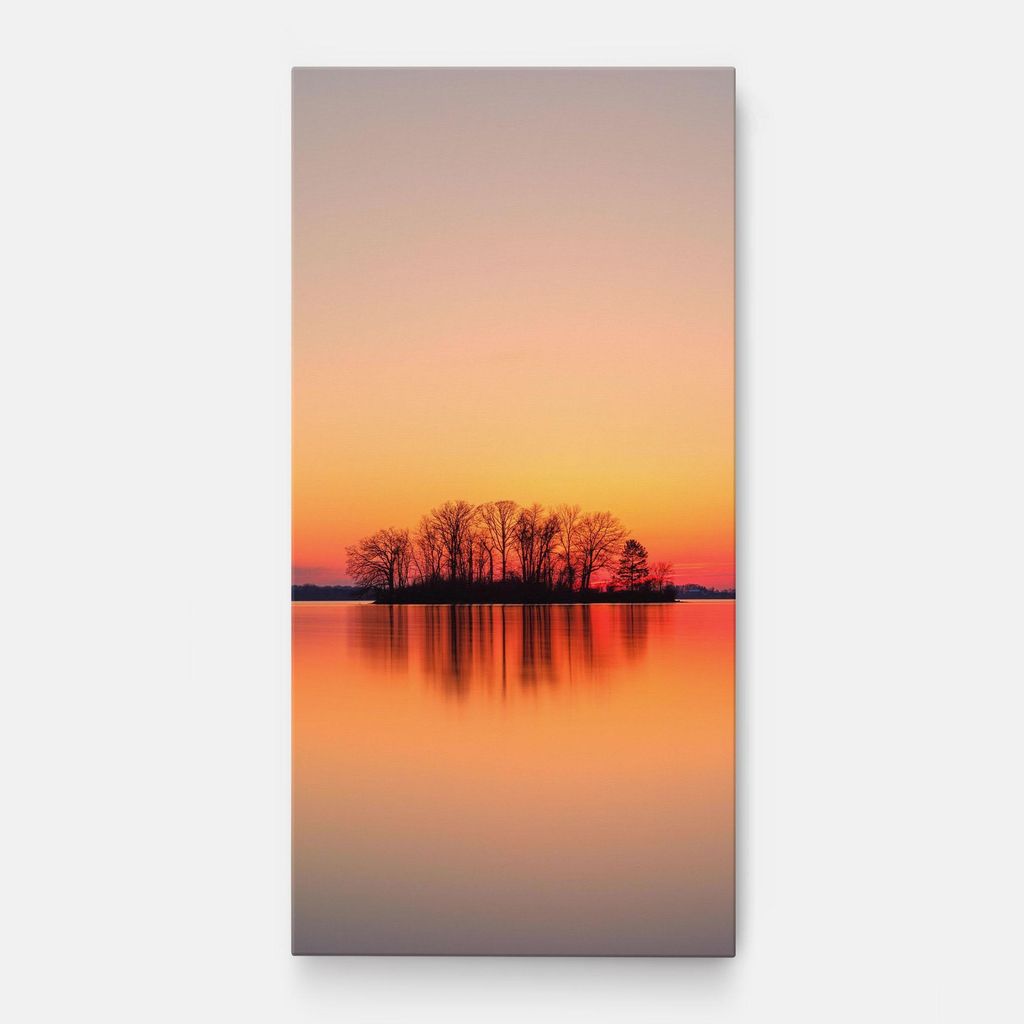 ARTHUB Leinwandbild 50x100 cm, Tree Sunset Lake | Wohnzimmerdekoration, Hängende Bilder, Wanddekoration, Heimdekoration, Landschaften, Sonnenunt...