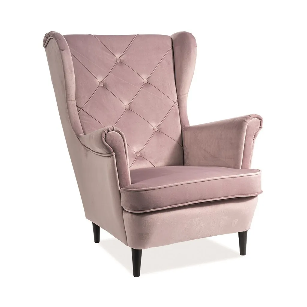 Fauteuil tapissé DANYLO rose poudré - Siège design pour salon moderne