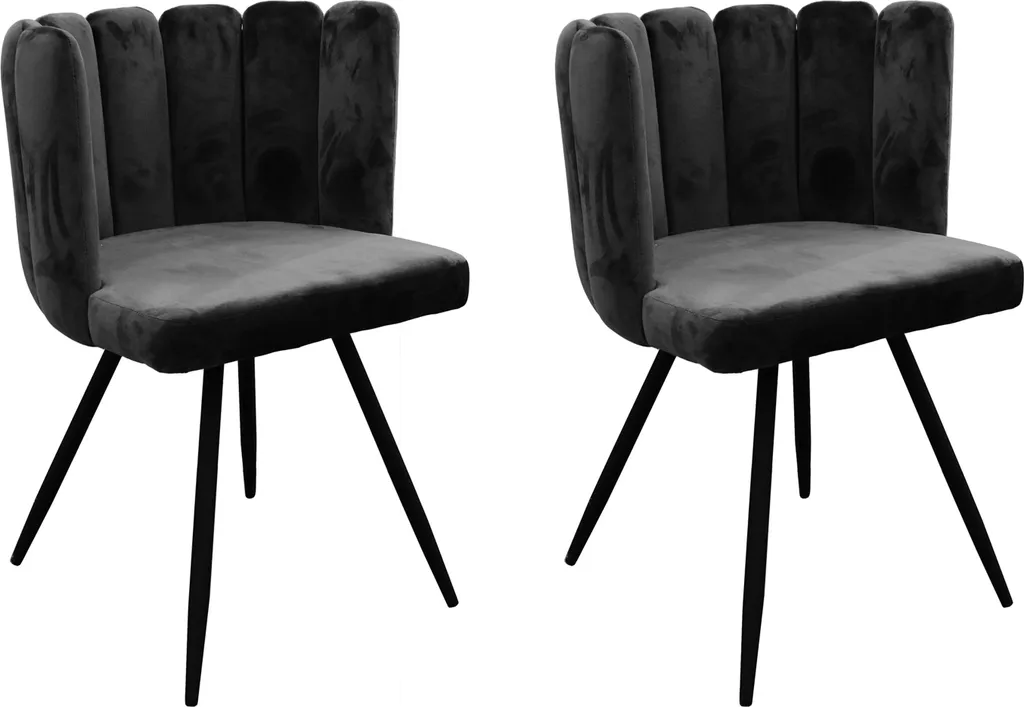 Chaise Ariel Velours Noir : Lot de 2 idéal pour salle à manger chic
