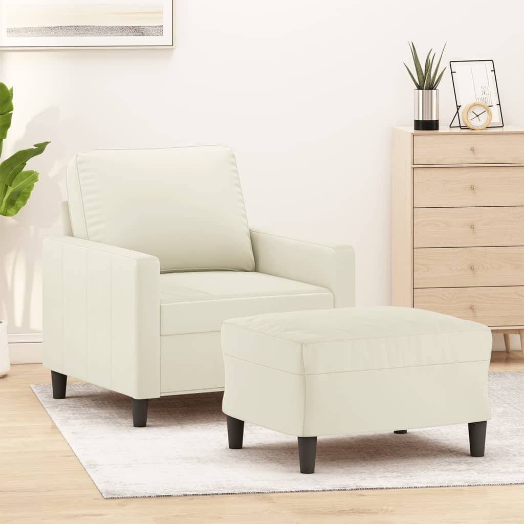 Maison Exclusive - Sessel mit Hocker Creme 60 cm Samt
