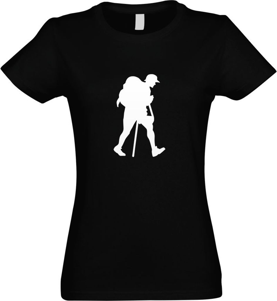 Kiwistar - T-Shirt tailliert - Damen - schwarz - Wandern Trekking Figur - mit Motiv Bedruckt - Funshirt Design - Sport - Freizeit - Damen - XXL
