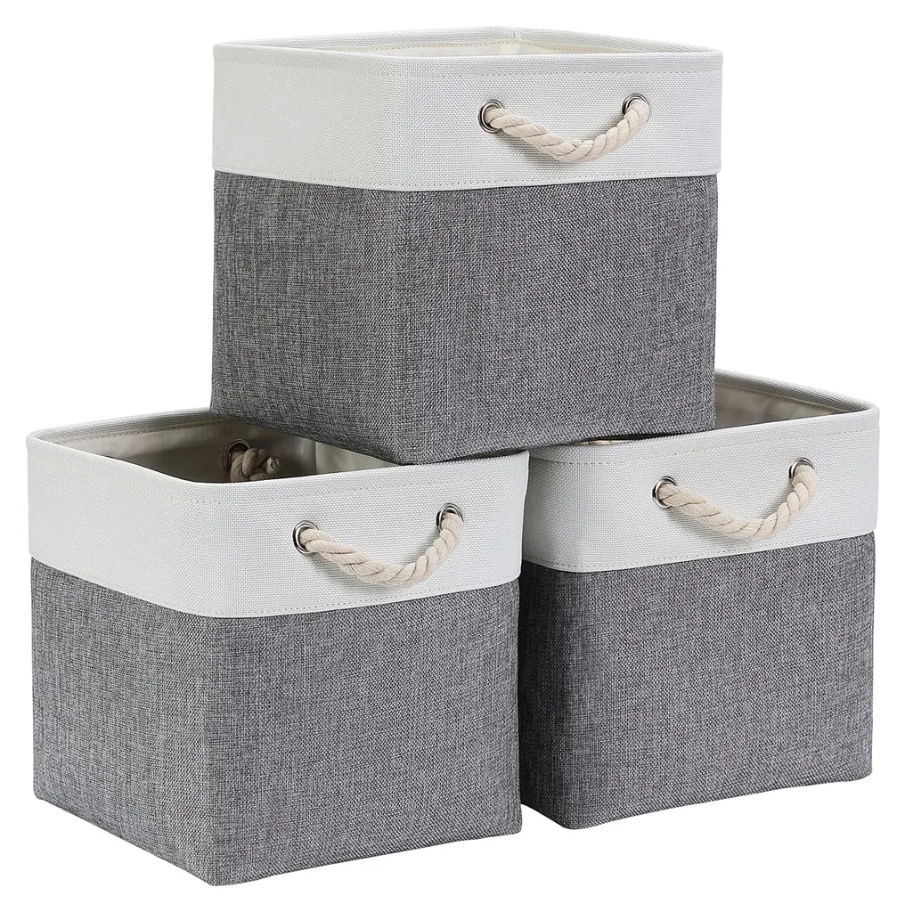 Panier de rangement en tissu scandinave pour étagères et vêtements