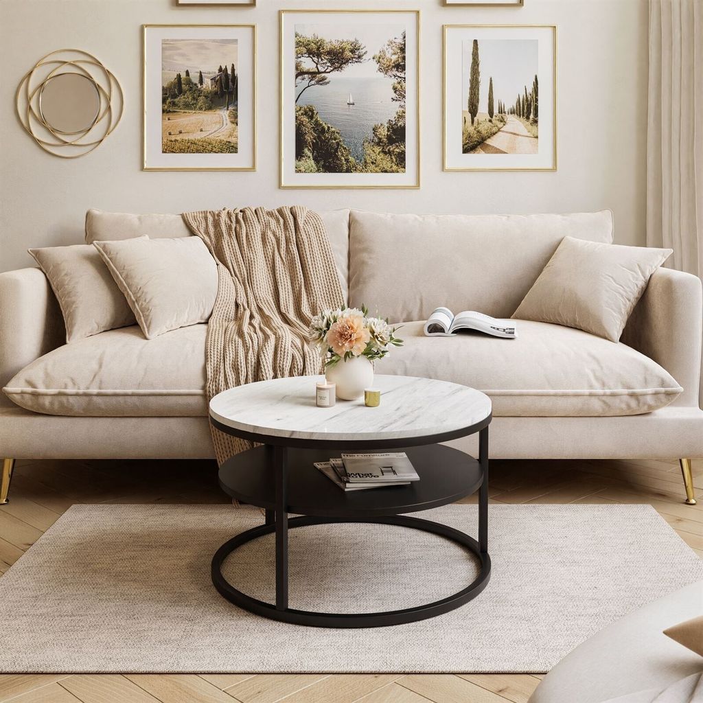 Runder Couchtisch CIRI SLIM LEVANTO mit Ablage