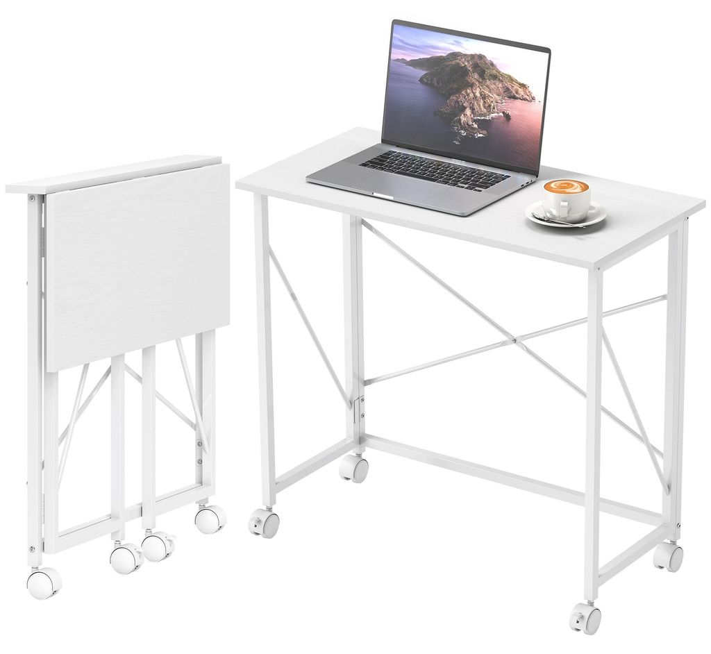 HOMCOM Schreibtisch Computertisch mit Rollen Faltbar Produktbild 