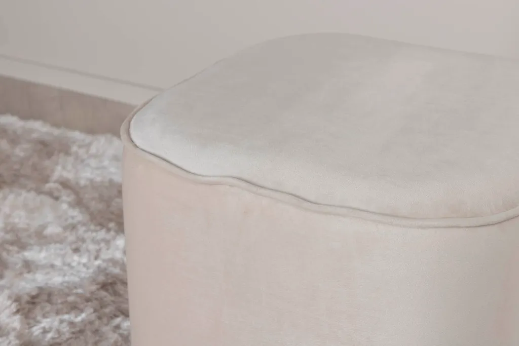 Pouf rond Ø44cm repose-pieds velours blanc assise d'appoint moderne - 3