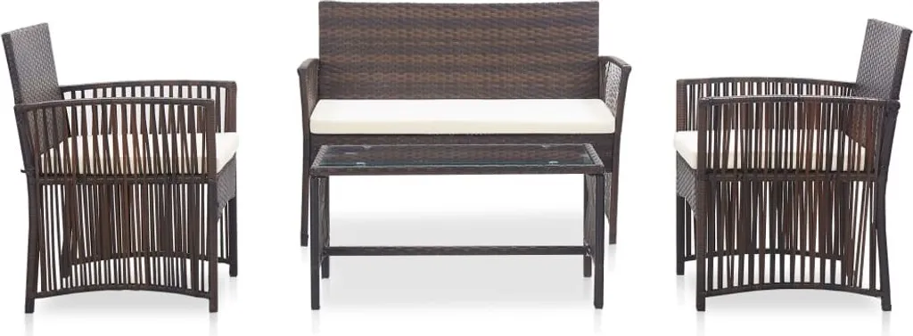 Mobilier de Jardin 4 Pièces Idéal pour Détente en Extérieur Marron