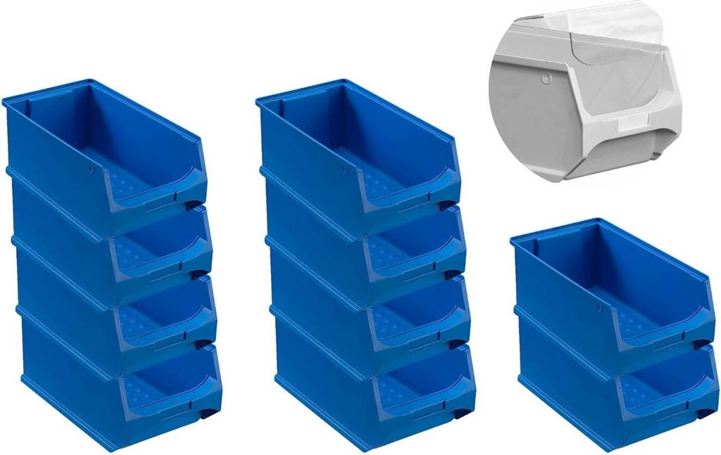 SparSet 10x Blaue Sichtlagerbox 4.0 mit Abdeckung | HxBxT 15x20x35cm | 7,2 Liter | Sichtlagerbehälter, Sichtlagerkasten, Sichtlagerkastensortiment...
