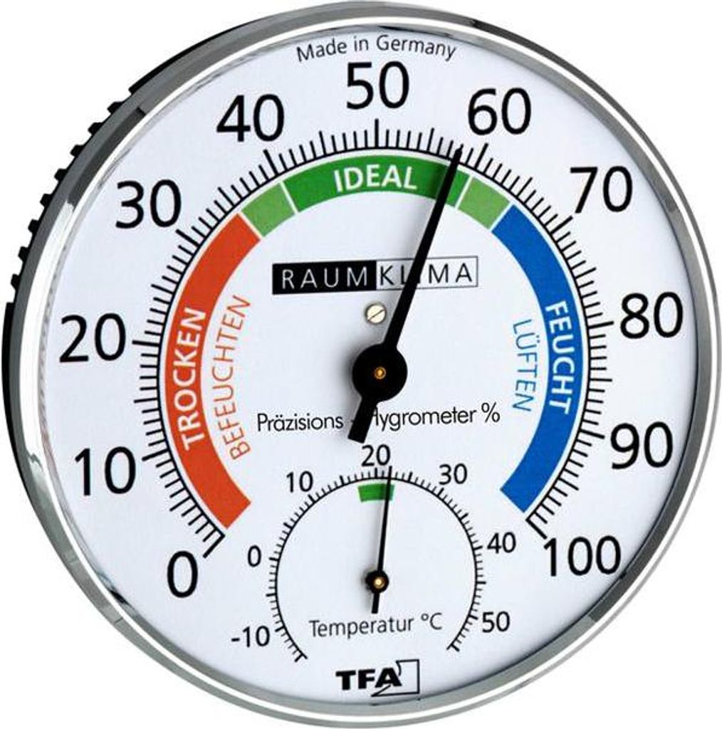 Präzisions-Hygrometer Klimatest chrom TFA Dostmann Produktbild 