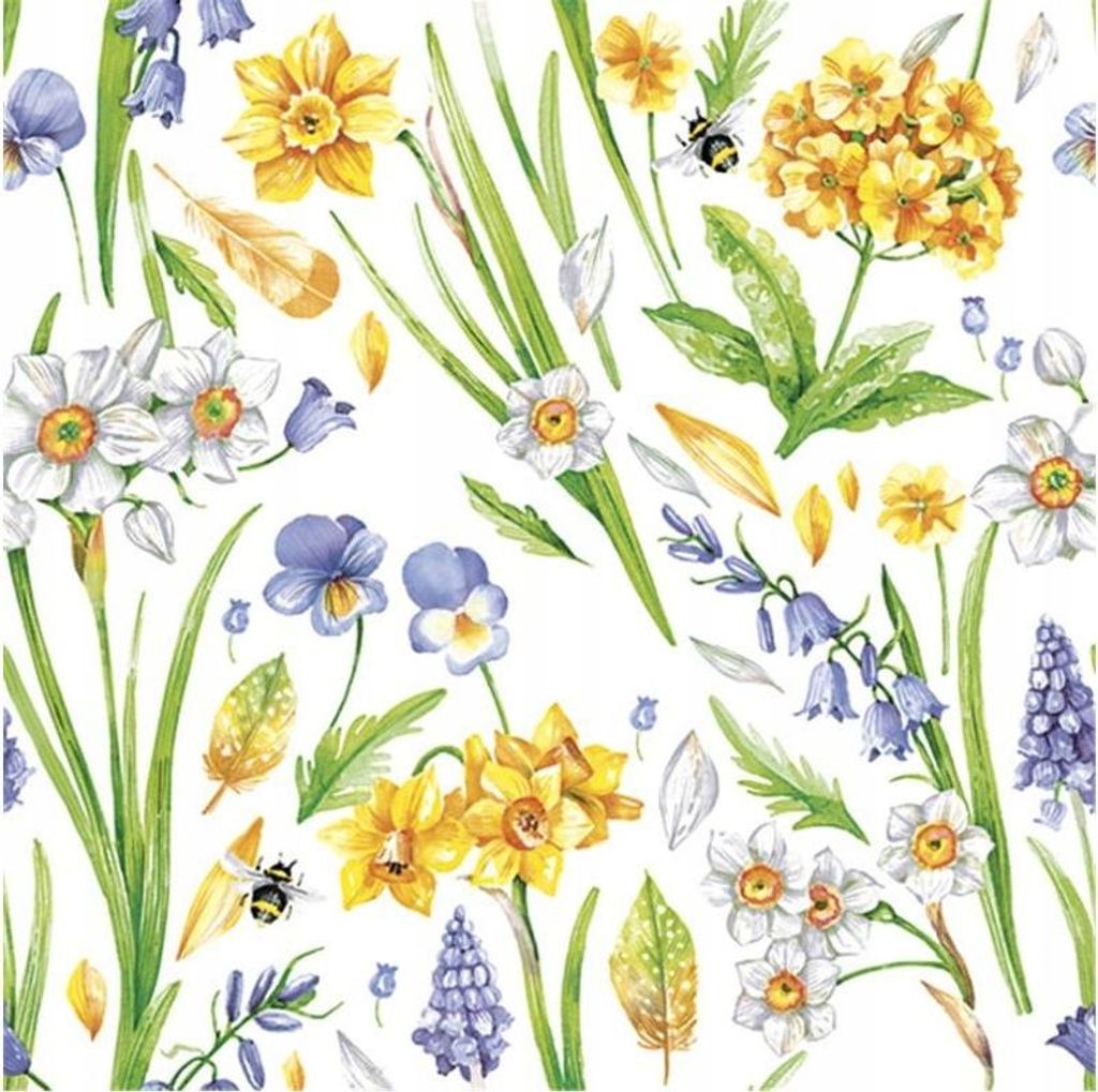 Servietten 33x33 cm - Watercolour Spring Floral Pattern