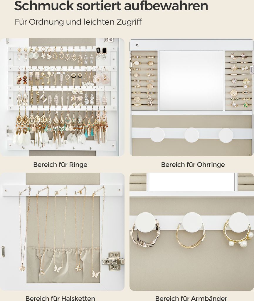 SONGMICS Schmuckschrank, Spiegelschrank, Schmuck-Organizer Produktbild 6