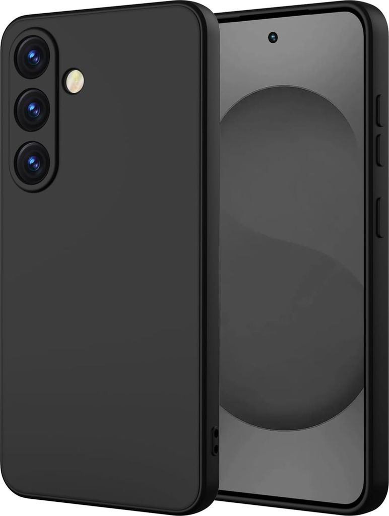 Galaxy S25 Hülle, Slim Liquid Silikon Gel Gummi Stoßfest Schutzhülle für Samsung Galaxy S25 Schwarz