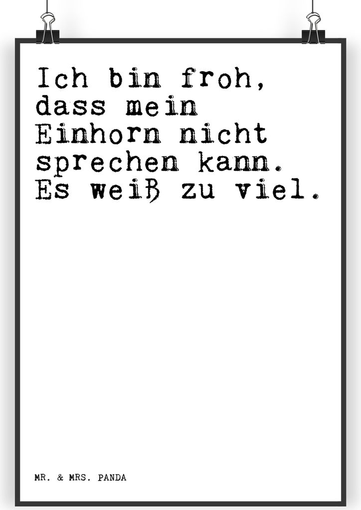 Mr. & Mrs. Panda Bild Ich bin froh, dass... DIN A4 - Weiß - Geschenk, drucke, Spruch, Posterdruck, Liebe, Einhorn, Sprüche, lustig, Plakat, witzi...