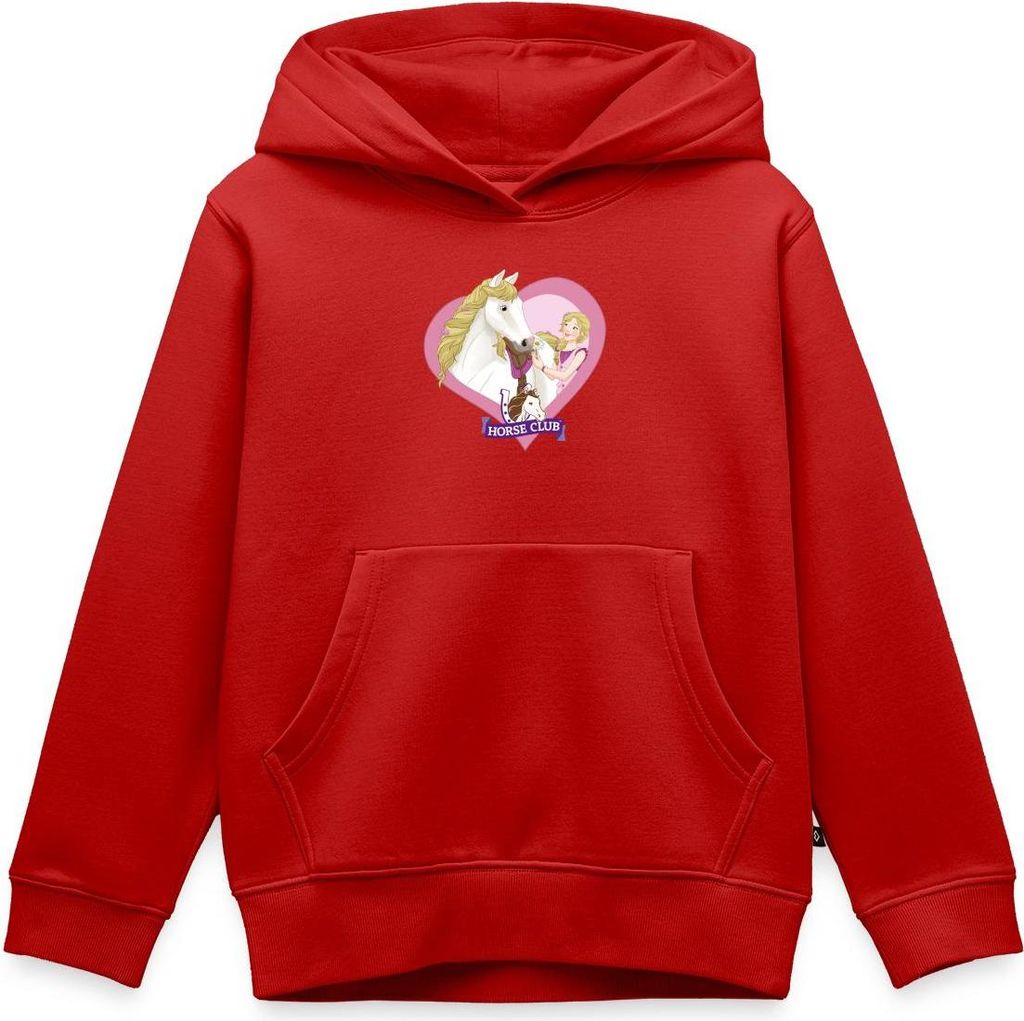 Spreadshirt Schleich Horse Club Sofia & Blossom Herzmotiv Kinder Premium Hoodie, 158/164 (12 Jahre), Rot