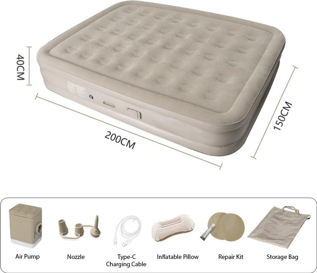 Aufblasbare Matratze mit elektrischer Pumpe, automatisches schnelles Aufblasen und Entleeren mit einem Klick, erhöhte Luftmatratze, bequem, wasser...
