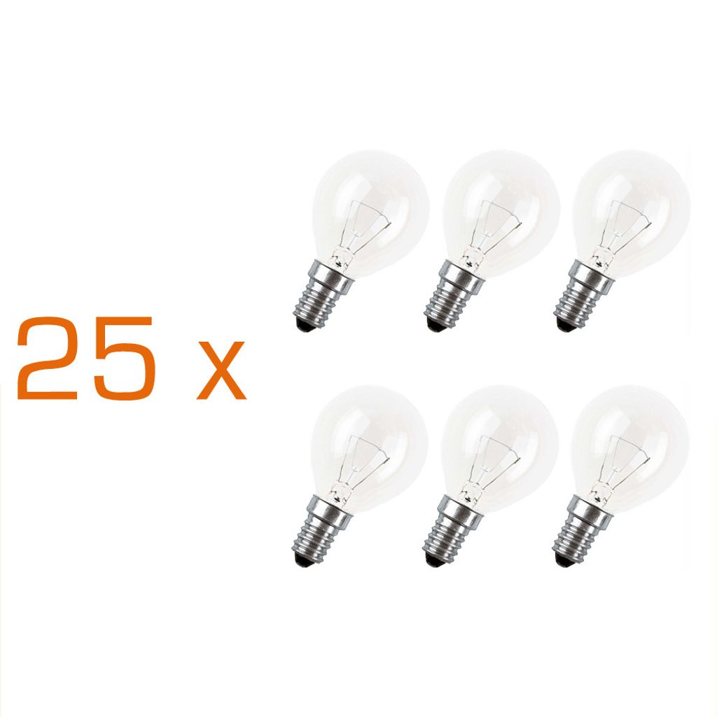 25 x Glühbirne Tropfen 15W E14 KLAR Glühlampe 15 Watt Glühbirnen Glühlampen Industrieverpackt
