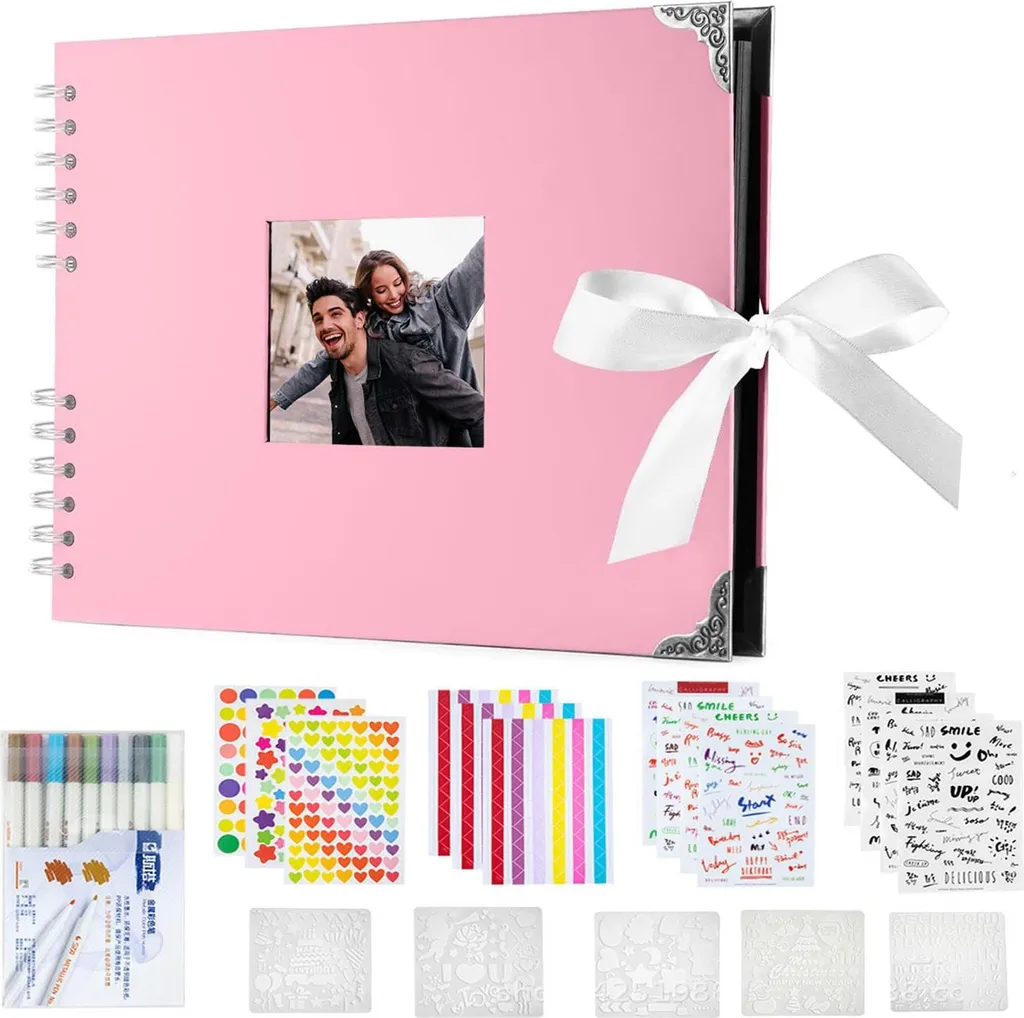 Livre Photo à Coller DIY Rose pour Mariage et Anniversaire 80 Pages