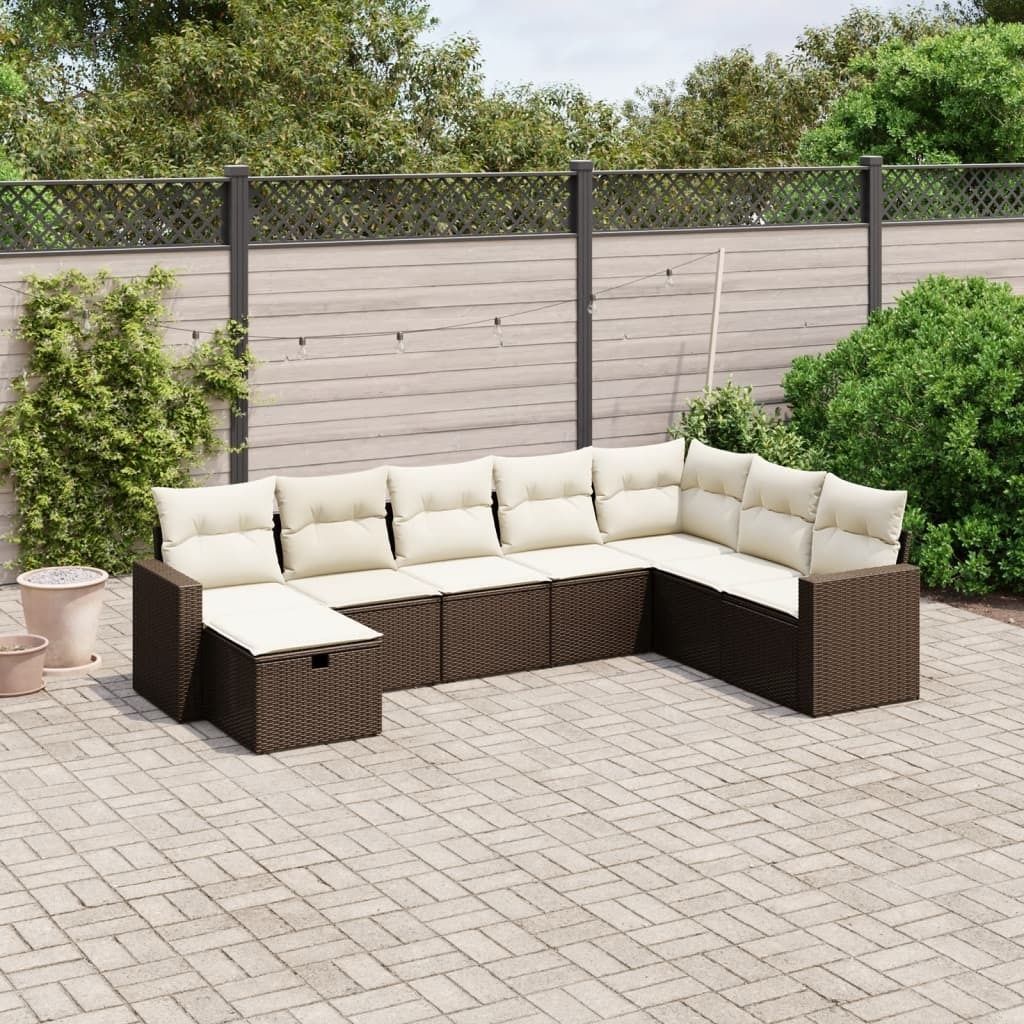 "2026 Promotion" 8-tlg. Garten-Sofagarnitur/Terrassenmöbel - mit Kissen - Braun Poly Rattan - Gartenmöbelset CC13011