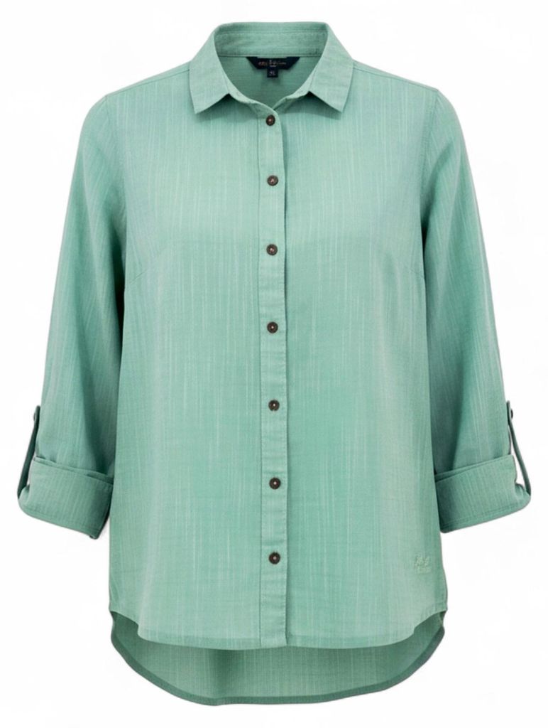 Jack Wolfskin Emerald Lake Shirt Damen Bluse Wanderhemd Baumwolle Grün Größe S