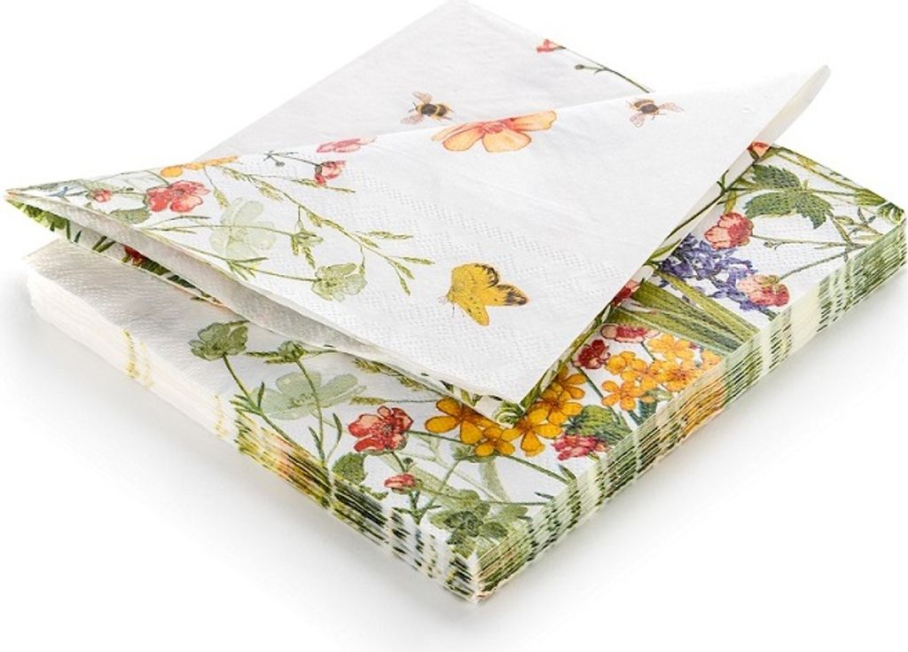 Papierservietten 20 Stk 33x33cm 20szt Wiese, Blumen