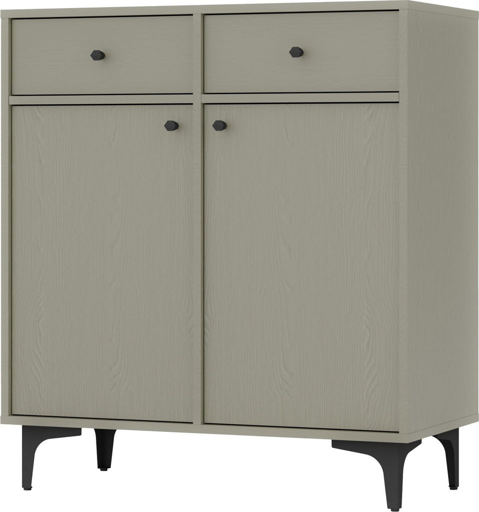 BEAUTYSOFA Kommode TOKYO 84 cm zweitürige Kommode mit zwei Schubladen, Sideboard für Wohnzimmer und Schlafzimmer, (Farbe: Eukalyptus)