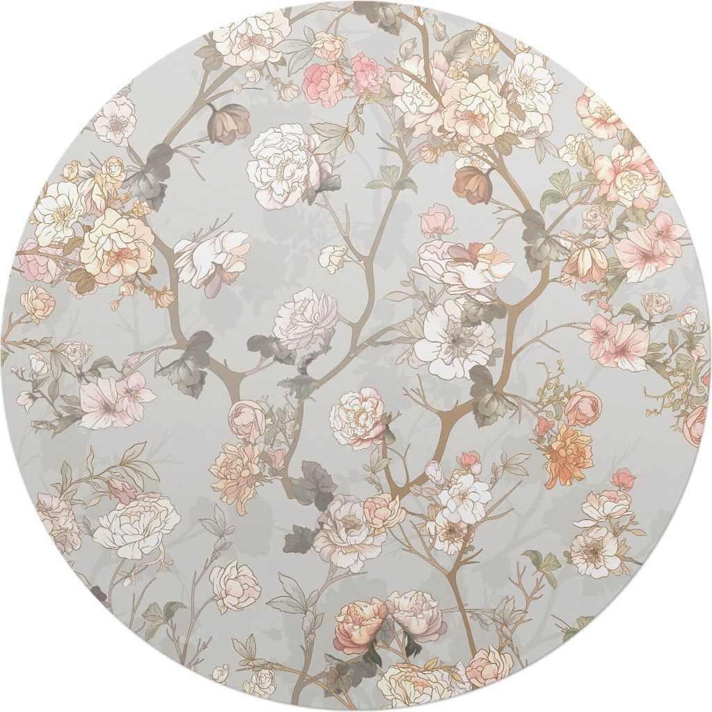 Blumenornament – Bodenschutzmatte – Stuhlunterlage – Bürostuhlmatte – Rutschfeste Bodenmatte – Schutzmatte für Hartboden – fi 100 cm