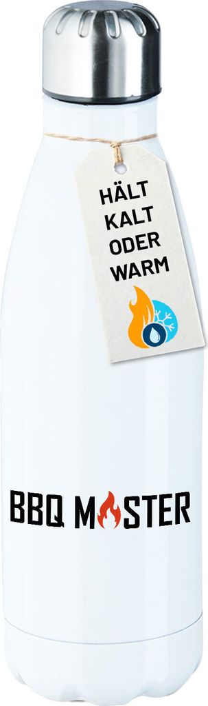 Huuraa Trinkflasche BBQ Master Grillen 500ml White Edelstahl Wasserflasche Trinkflasche Geschenkidee