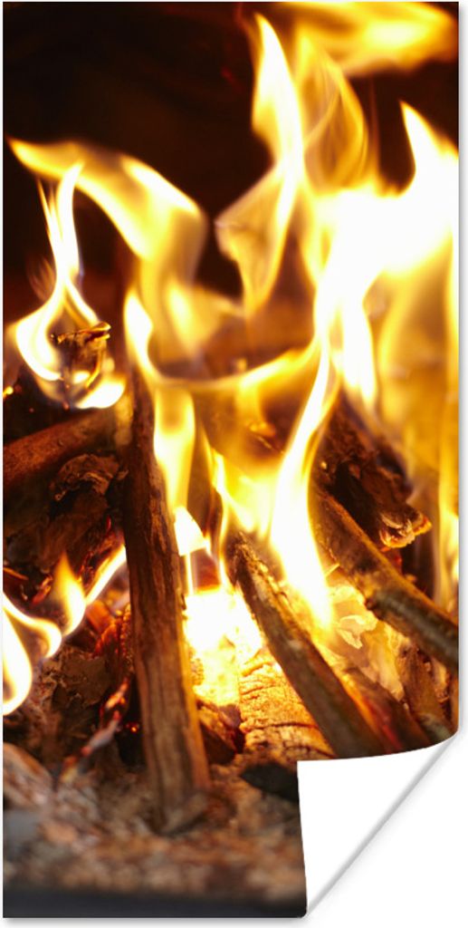 MuchoWow Poster Ein Kamin mit Feuer 80x160 cm - Kinderzimmer