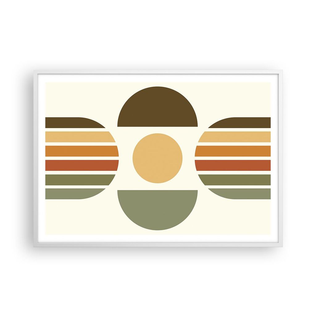 Gerahmtes Poster - Weißer Rahmen - Modern gemustert minimalistisch - 100x70 cm - Wand Bild - Wanddeko - Wandbilder - Kunstposter - Wandposter - Bi...