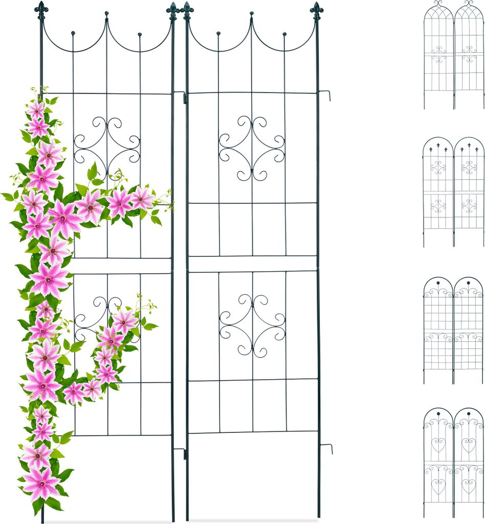 relaxdays Rankgitter Metall dunkelgrün rechteckig 50,0 x 180,0 cm, 2 St.