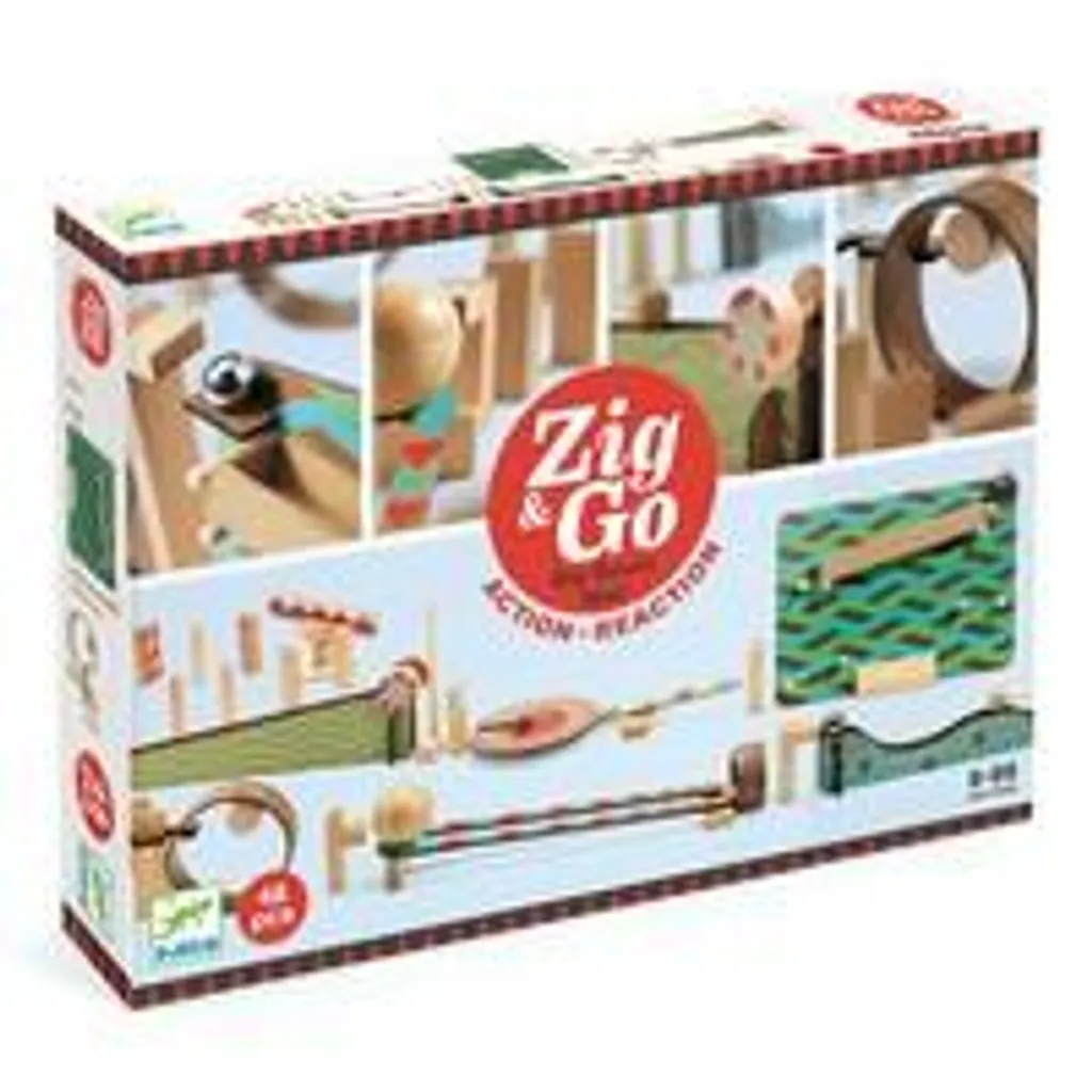 Coffret Zig & Go Big Boom Djeco : Jeu de réaction en chaîne en bois massif