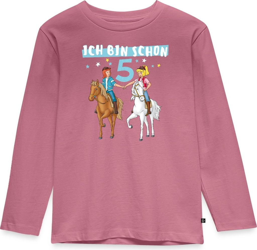 Spreadshirt Bibi & Tina Geburtstag Ich Bin Schon Fünf Kinder Premium Langarmshirt, 134/140 (8 Jahre), Mauve