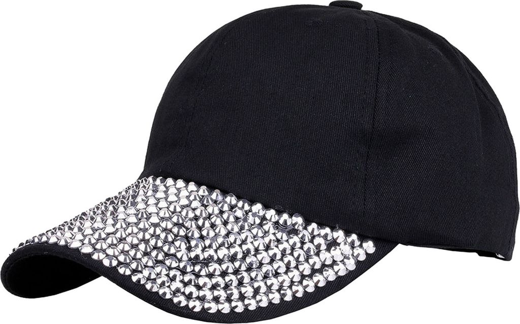 Damen-Baseballkappe mit funkelnden Strasssteinen, breiter Krempe, UV-Schutz, glänzender, stylischer Hut, Outdoor-Kappe A