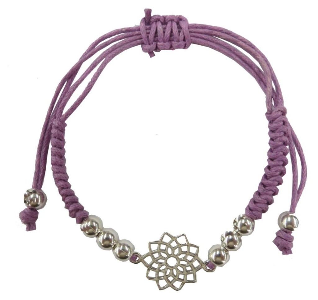 Armband "Sahasrara Chakra" violett 1,4cm Silber 925 mit verstellb. Baumwollband