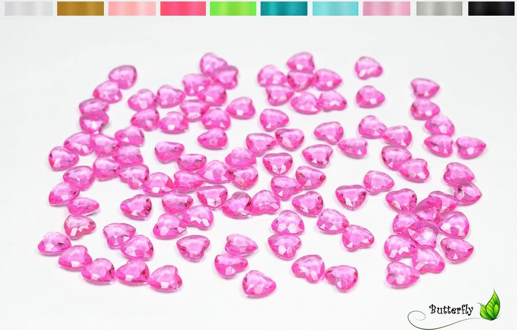 100 pietre decorative HEARTS 1,2 cm, colore: orchidea Immagine del prodotto 