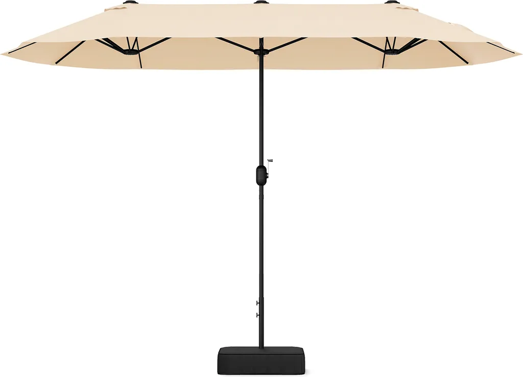Parasol Jardin XXL UPF 50+ Double Toile 4m avec Manivelle de Précision
