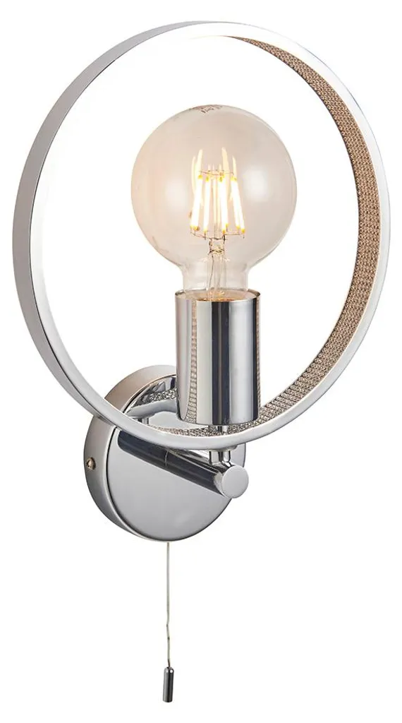 Luminaire MEROLA étanche IP44 en métal chrome et diffuseur verre E27