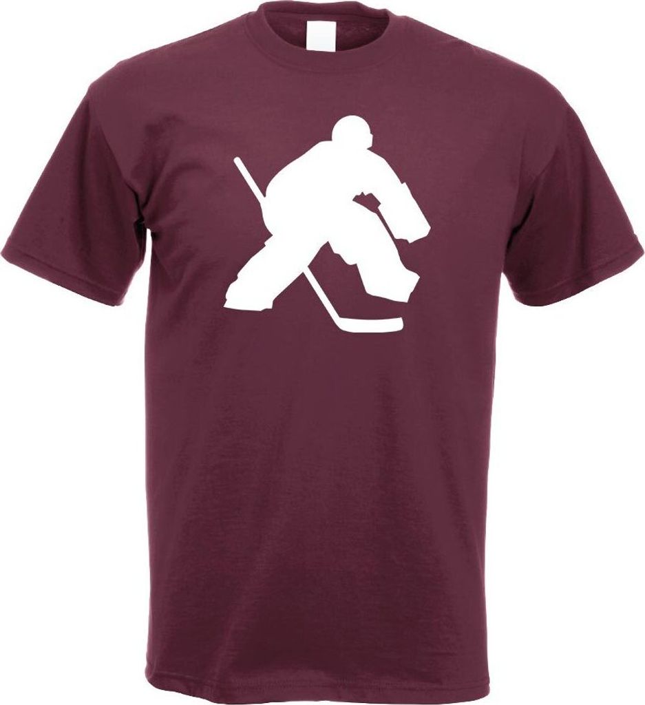 Kiwistar - T-Shirt - Burgund - Eishockey Puck Spieler Figur Motiv Bedruckt Funshirt Design Print - mit Motiv Bedruckt - Funshirt Design - Sport - F...