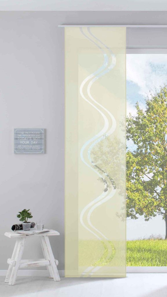 Moderner Flächenvorhang Raumtrenner Schiebegardine »Welle« HxB 245x60 cm Creme aus hochwertigem Ausbrenner-Stoff mit Paneelwagen Beschwerungssta...