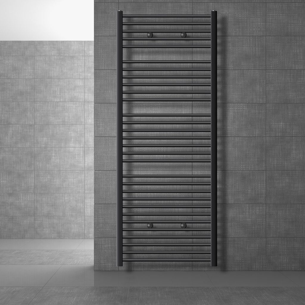 LuxeBath Badheizkörper Sahara, 750x1800 mm, Anthrazit, gerade mit Seitenanschluss, ohne Heizstab