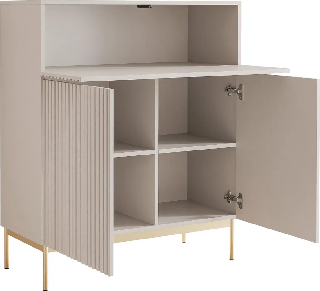 Buffet haut design Linearis gris cachemire 92 cm avec rangement LED