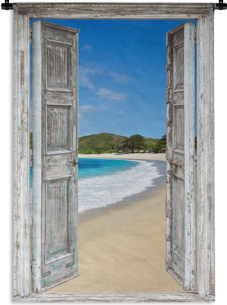 MuchoWow Wandteppich Wandbehang Meer - Tropen - Blick - Strand 90x135 cm Tapisserie Dekoration Wandtuch - Baumwolle - Wandskulptur