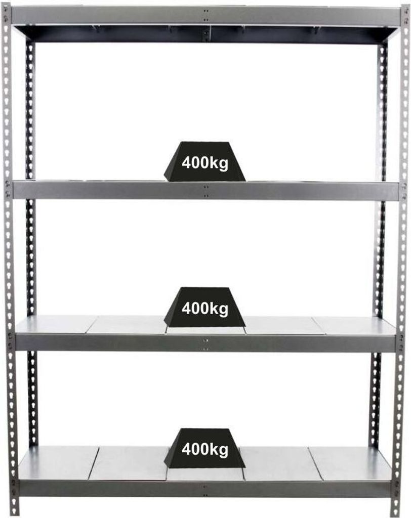 PROREGAL Schwerlastregal BIG METAL YETI FOUR | HxBxT 200x150x45cm | Fachlast 400kg | Grau