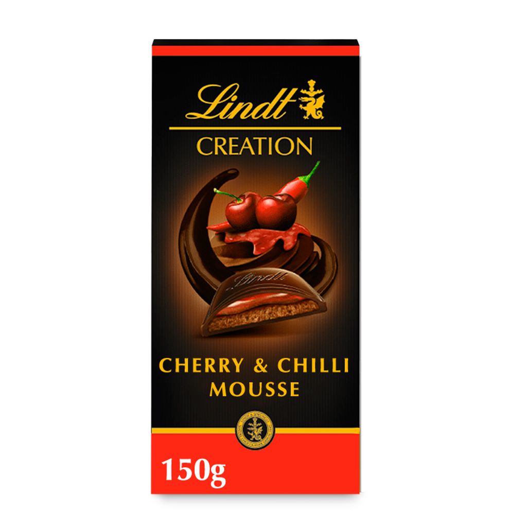 Lindt Edelbitter Mousse Sauerkirsche Chili Tafelschokolade Produktbild 