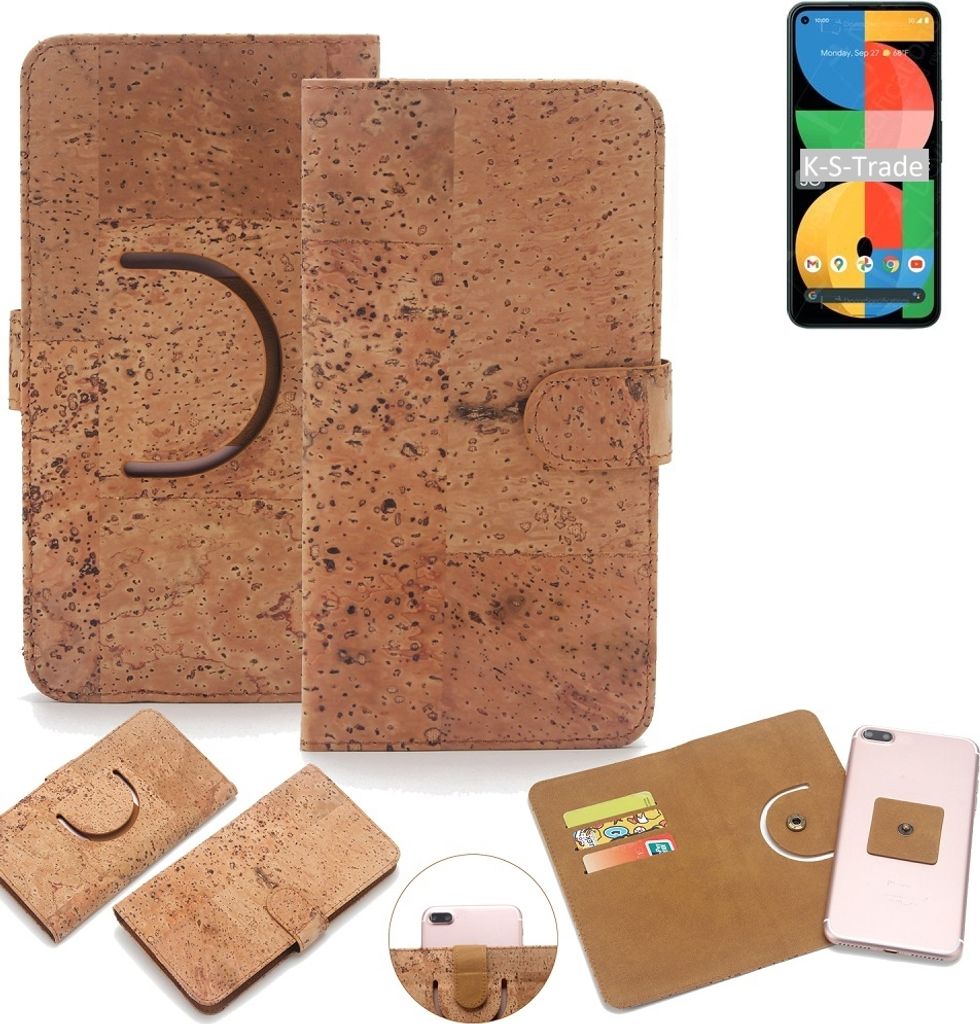K-S-Trade Handy Hülle Schutz Hülle kompatibel mit Google Pixel 5a Handyhülle Schutzhülle Korkhülle Kork-Hülle 1x