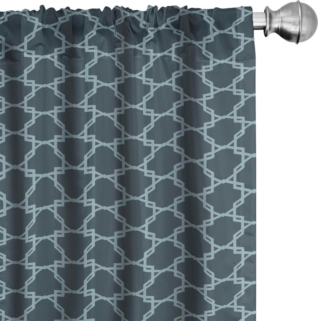 ABAKUHAUS Quatrefoil Vorhänge, Gardinen, Marokkanische Art orientalische Muster Antike antike Tiling Design, 2 Stück 75 x 225 cm, Blaugrau Hellblau