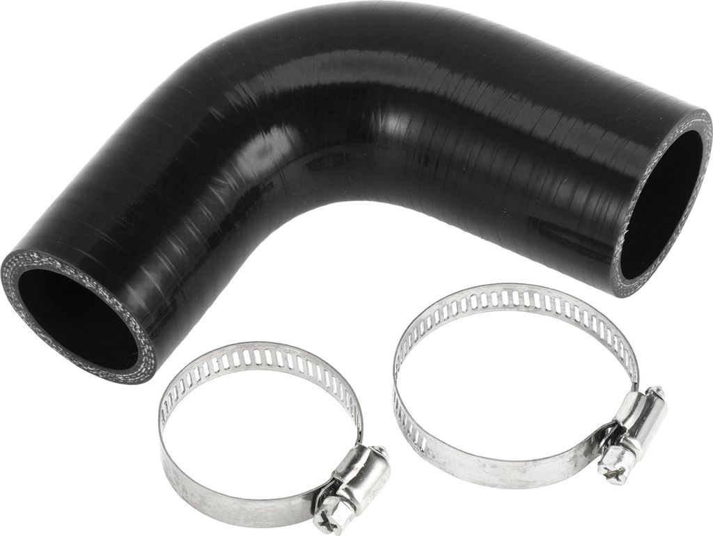 1 Satz 32mm/1.26"-38mm/1.5" ID 90mm/3.54" Länge 90 Grad Schwarzer Autosilikonschlauch mit Schellen Kühlmittelschlauch Universal